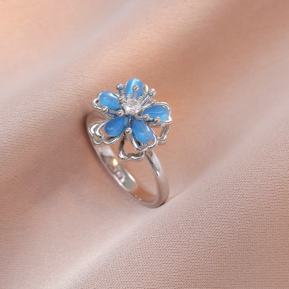 J0354 Steel Flower Ring