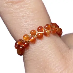 Round Adjustable Size Dainty Crystal Chain Rings Custom Crystal Ring