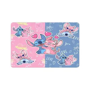 DISNEY CLASSIC Stitch & Angel Love Heart Mat, Non Slip Low Profile Floor Rug, Cute Cartoon Anime Indoor Outdoor Entrance Mat For Home Bedroom Decor
