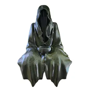 Grim Reaper Suriel with Teacup Bookshelf Decor Sitting Ghost Figurine Unique Shelf Decoration Suriel with Teacup Decor