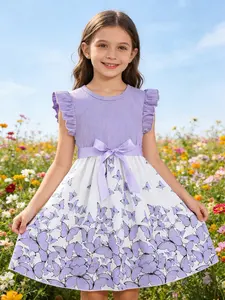 New Style Dress - Butterfly Print Birthday Dress With Floral Pattern, Must-Have For Dressing Up, Sundress, Summer Dresses #Girls' Dress-Up #Princess Dress #Children's Clothing #Spring Outing Dress-Up