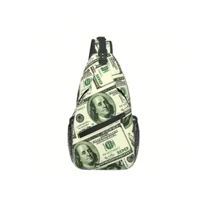 Large Crossbody Backpack Shoulder Bag With $100 Bill Print - Durable Multifunctional Chest Pack For Travel, Hiking, Cycling & Outdoor Activities - Machine Washable Unisex Design For Men, Women & Youth, Backpack For Travel, Hiking Essentials, Accessory, Ad