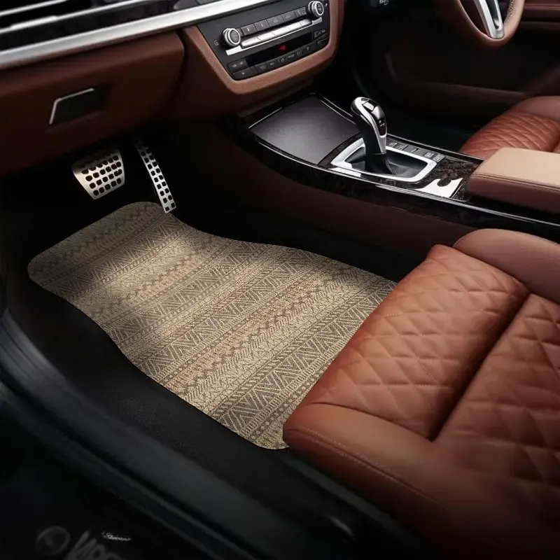 Moroccan Bohemian Style Car Floor Mat, 4 Counts/setAnti-slip Car Front & Rear Floor Mat, Fashionable Car Interior Decoration Accessories