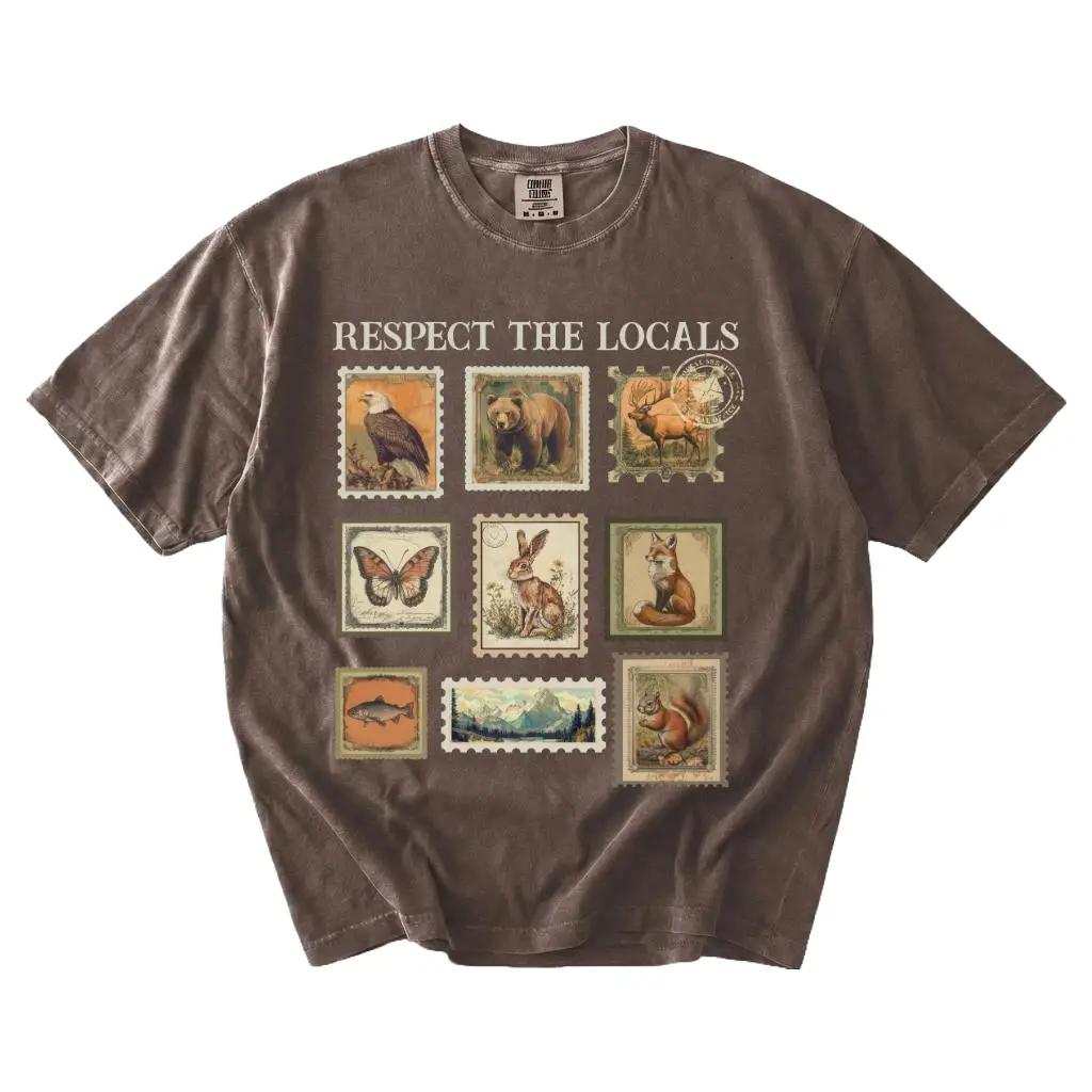 Comfort Colors Respect The Locals Wildlife Shirt, Vintage Nature Stamp Graphic Tee, Outdoor Adventure T-Shirt, National Park Gift