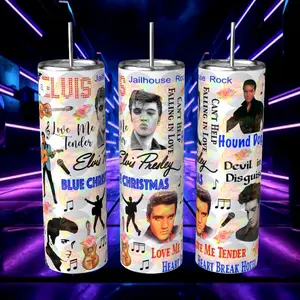Elvis Presley 20oz Tumbler,  King Of Rock and Roll,Elvis Bottle Drinkware