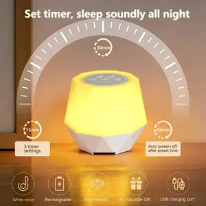 1pc LED Noise Night Light, Sleep Aid Device with 10 Soothing Sounds & RGB, Button Control Volume, Timer, USB Charging Battery, USB Powered Lamp