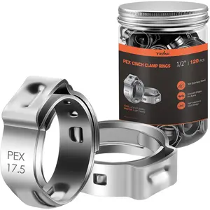 1/2" PEX Crimp Rings 120-Pack, 304 Stainless Single Ear Cinch Clamp Rings, 1/2 Inch Leak-Clamps Compatible with PEX Tubing & Standard Cinch