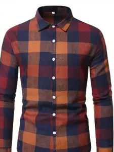 Homme Men's Plaid Shirt, Stylish Checkered Design for Casual Wear, Perfect for Outdoor Activities and Everyday Comfort
