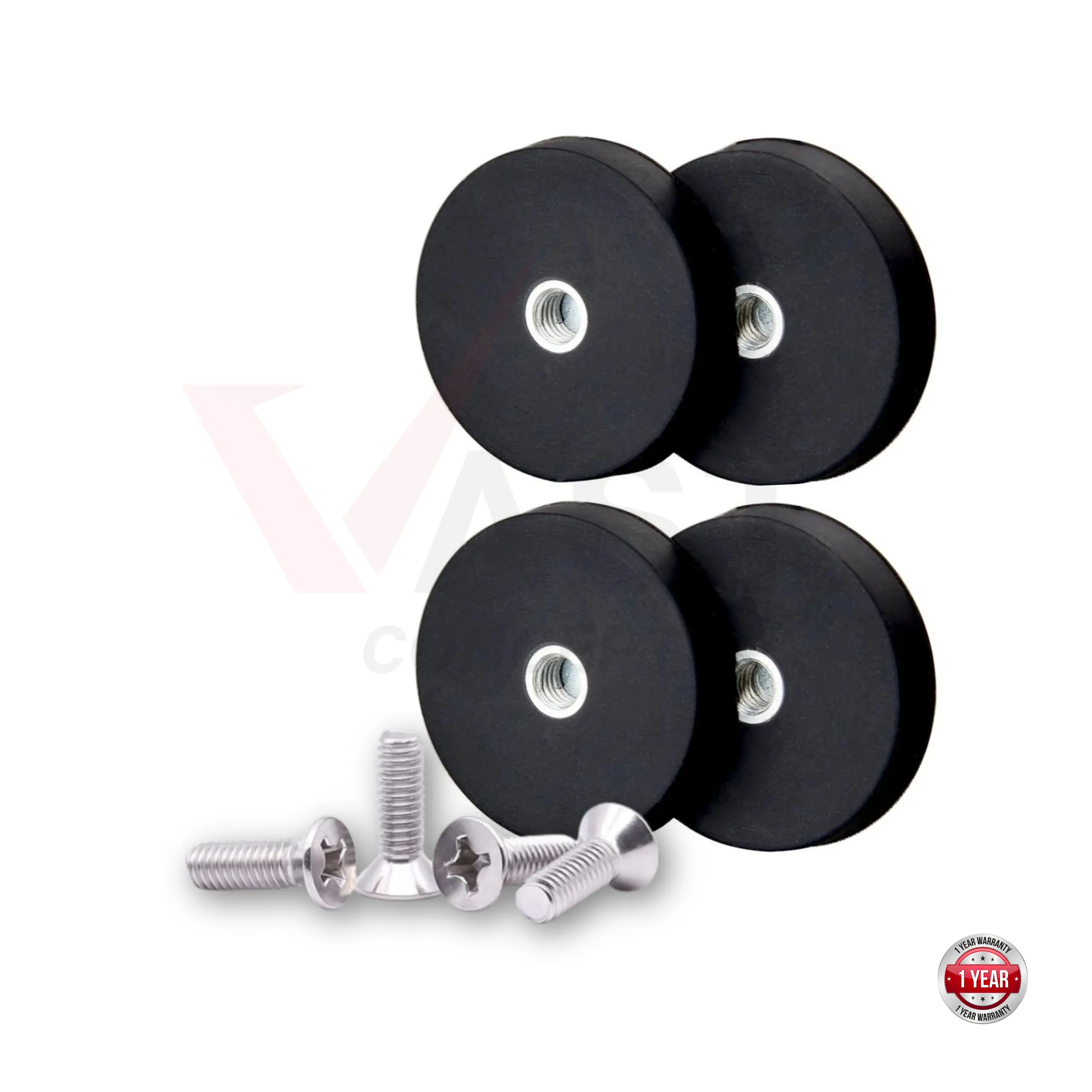 Rubber Coated Neodymium Threaded Magnets Kit with Screws