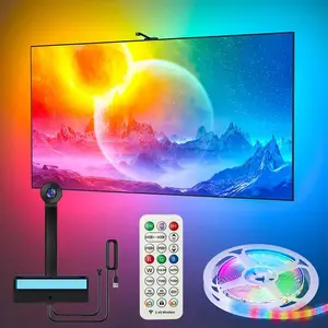 Eissloly Camera TV Background Light Set, Auto Adapt Color, Fits 40-85 Inch Tvs, USB Powered, Remote Control, 18 Color Points