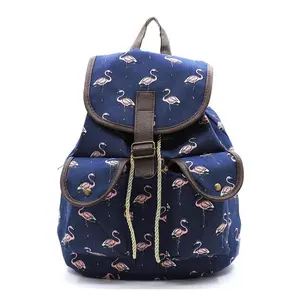 Fashion World Flamingo Printed Canvas Backpack