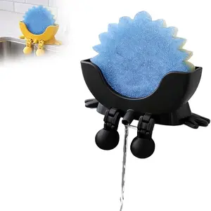 Cute Smiley Sponge Holder for Kitchen, Soap Dish Holder, Adorable Sitting Design with Plastic Hanging Legs, Perfect for Sink Edge and Countertop Decoration