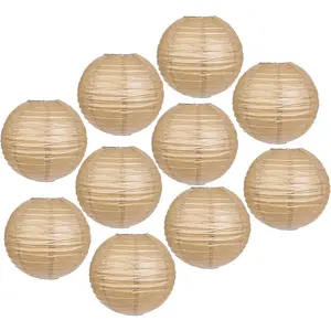Paper Lanterns Wedding Party Decorations - 12 in 10 Round  Ceiling Lanterns, 10 Pack, Decorative Lamp Shades