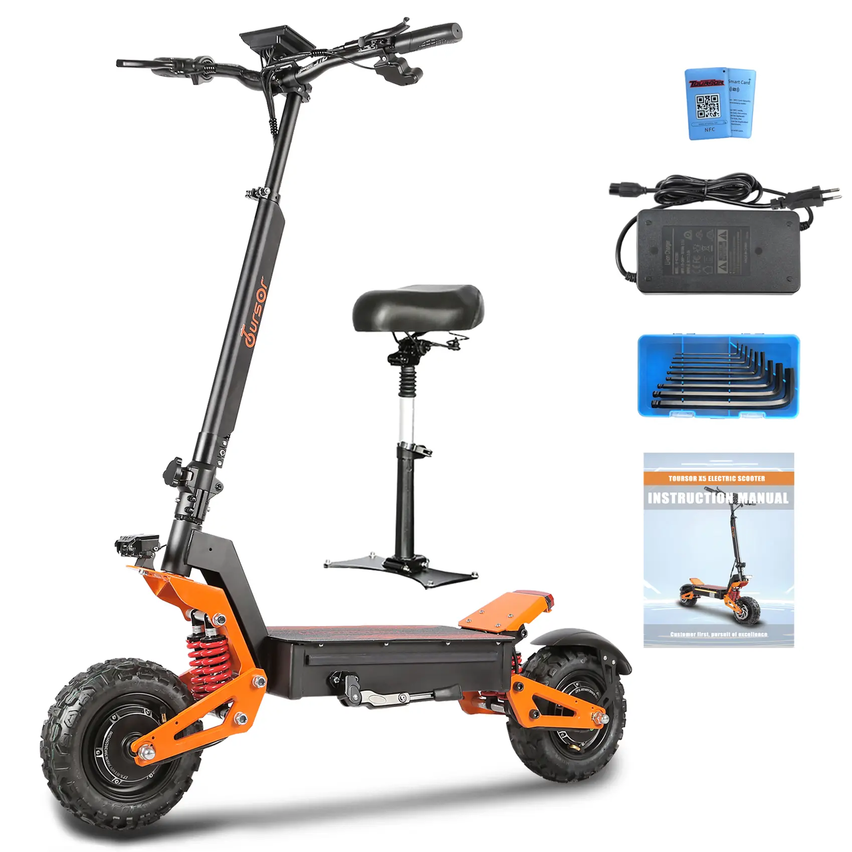 Toursor X560V Foldable Electric Scooter for Adults with Seat, 6000W Motor, 60V 35Ah Battery, 11" Off-Road Tires, 3 Riding Modes for Commuting, 70 Miles Long Range