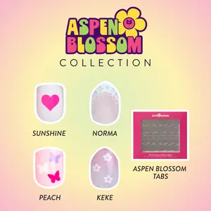 Red Aspen Kids Press On Nails Aspen Blossom Collection for Ages 8+ with No-Glue Tabs