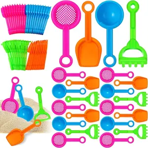 40 Pcs 5.5 Inch Mini Beach Sand Shovels Colorful Plastic Rake Sand Shovel Sifter Beach Toys for Teens Boys Girls Party Backyard Garden Shoveling Sand and Snow, 4 Styles