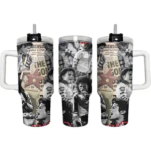 Michaell Jackson King Of Pop Tumbler 40oz & 30oz, Retro 80s Music Fan Drinkware For Men Women, Stainless Steel Travel Cup, Gift Idea | 090426.R3088.ID00