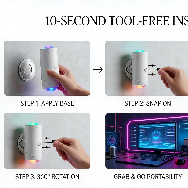 Rechargeable Motion Sensor Night Light, Magnetic RGB Color Changing LED Ambient Lighting, Mini Battery Powered Indoor Wall Lamp for Hallway, Stairs, Bathroom & Kids Room (USB-C)