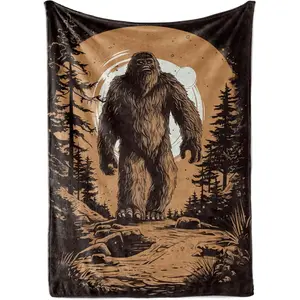 Bigfoot Throw Blankets Sasquatch Animal Blanket Gifts for Men Women Big foot Sasquatch Lovers Black Flannel Fleece BlanketsHoliday gifts for Thanksgiving, Father's Day, Halloween, Children's Day, Valentine's Day