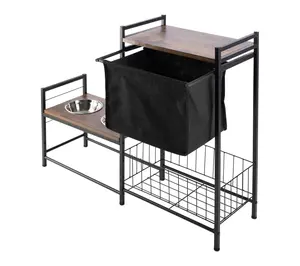 PETMAKER Elevated Pet Bowls w/ Storage & 3 Adjustable Heights