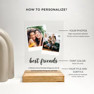 Personalized 2 Images Custom Collage Picture Frame, Acrylic Photo Plaque