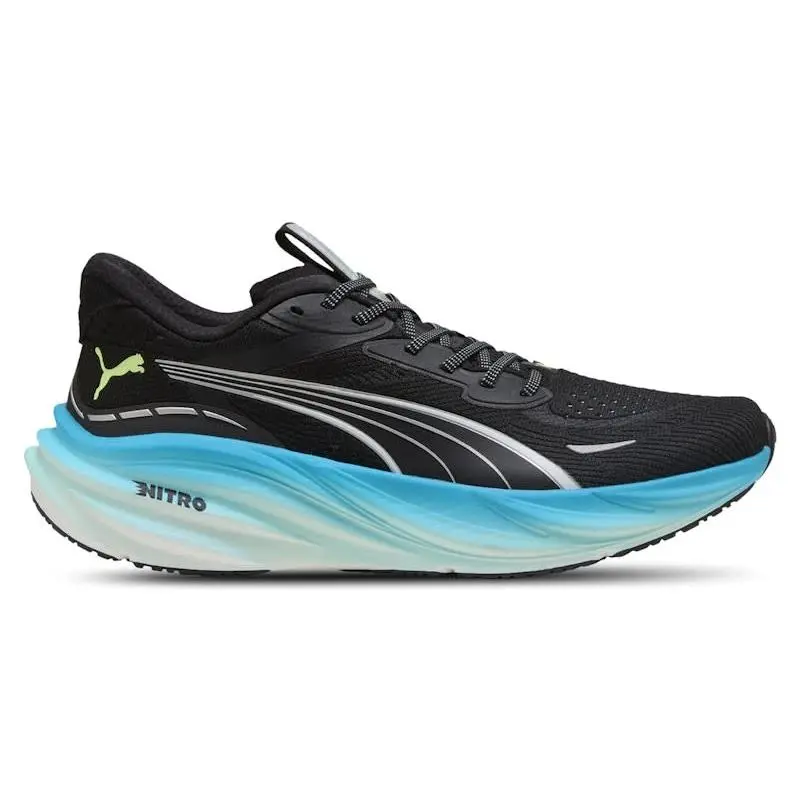 Puma Magnify Nitro 3 Black Speed Blue Men's Running Shoes Lightweight Breathable Sneakers Cushioned Road Running Footwear Mesh Upper Rubber Outsole Performance Trainers Daily Workout Shoes Athletic Sneakers for Comfort and Support