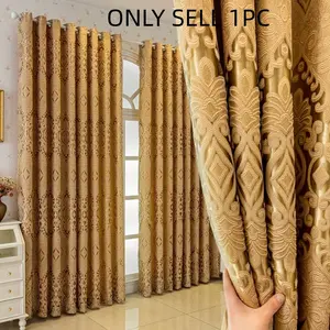1pc European Rhombus Jacquard Curtain, Textured Flowing Design, European Geometric Pattern, Dust-Proof, Window Drapes for Balcony Floor-To-Ceiling Windows