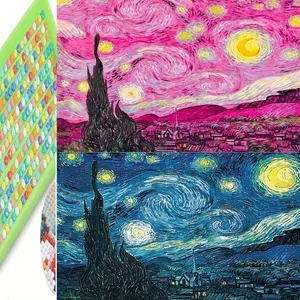 DIY 5D Diamond Painting Kit Van Gogh Starry Night Pattern, Full Drill Canvas with Tools, Relaxing Craft Gift, Wall Decor Ideal Choice, Mind Relaxation, Diamond Art Tools