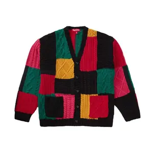 Supreme Patchwork Cable Knit Cardigan Black (men) by StockX