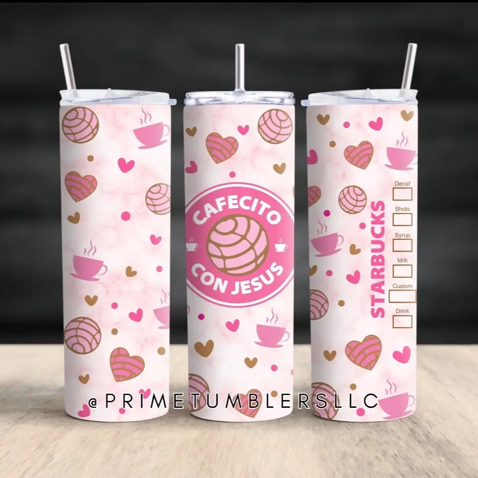 Cafecito Con Jesús Tumbler - Portable, Reusable Drinkware, Washable, Ideal for Home Use - Cup, Mug, Water Bottles, Bottled, Bottle