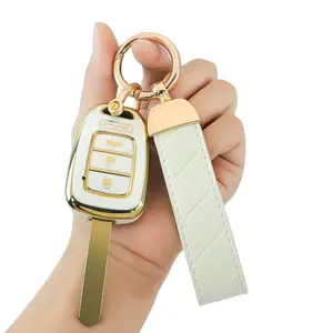 For Honda Accord/civic/fit/cr-V/crosstour Keychain Leather Case, Car Key Protector, High-End Elegant Unisex Car Accessory, Universal Fit, Key Fob Protector
