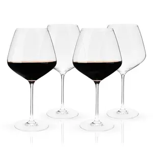 Viski Reserve Inez Crystal Burgundy  Set of 4 Glasses