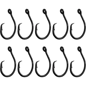 10PCS HighCarbon Steel Circle Hooks Barbed Fishing Hooks with Holes for Freshwater and Saltwater Fishing Applications Ideal for