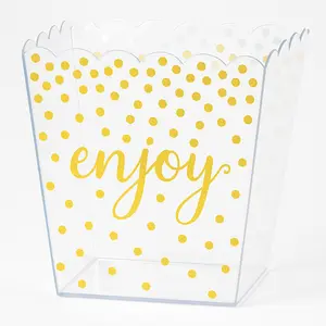 Clear Scalloped Candy Container with Gold Polka Dots, 52oz