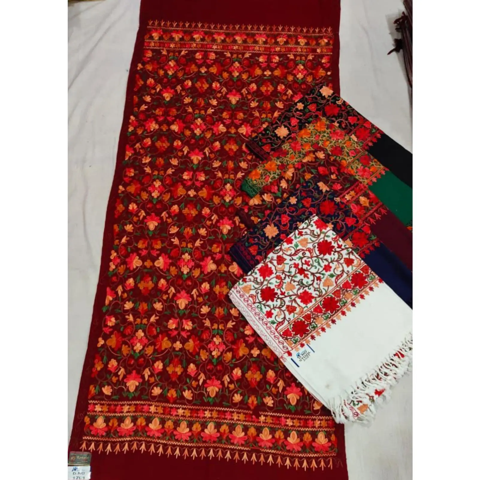 100% Kashmiri Shawl With Heavy Floral Pattern