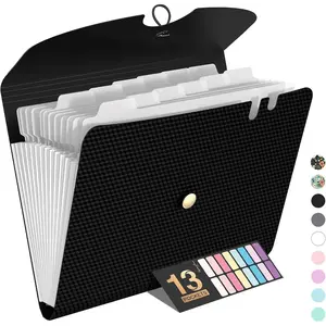 Expanding File Folder, 13 Pocket Accordion File Organizer, Monthly Expandable File Folder for Documents with Labels, Portable Bill Receipt Organizer for School Office Supplies, Letter A4 Size