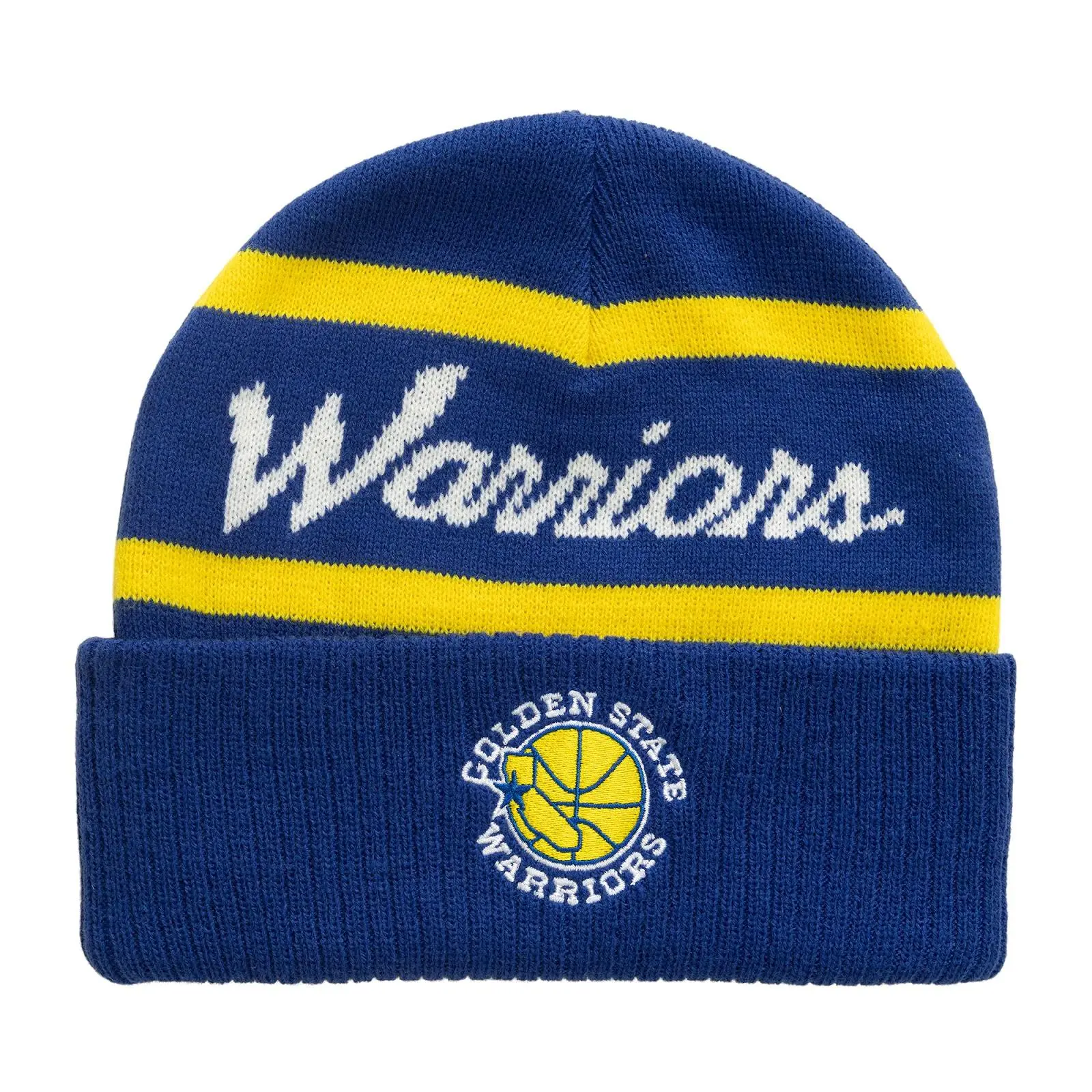 Golden State Warriors Royal Hardwood Classics Head Coach Cuffed Knit Hat NBA Throwback Cap Adjustable Fan Gear Mitchell & Ness
