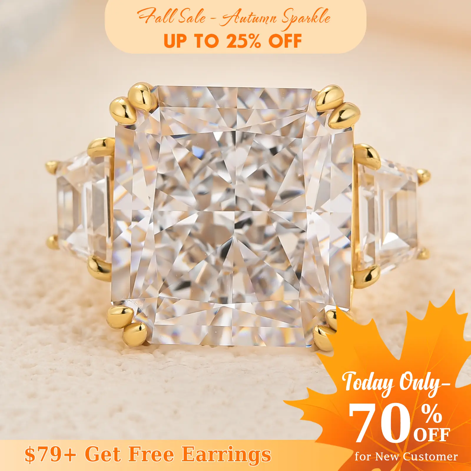 Effinny Luxurious 12.0ct Radiant Cut Three Stone Engagement Ring In Sterling Silver, 5A Grade Cubic Zirconia Promise Ring for Women Outdoorfun