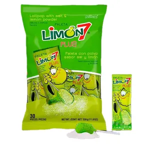 Limon 7 Plus, lollipop with salt & lemon powder, natural & artificial flavors bag with 30 pieces