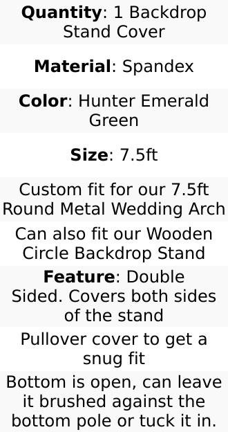 Matte Hunter Emerald Green Round Spandex Fit Wedding Backdrop Stand Cover 7.5ft