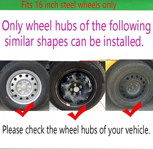 16 Inch Wheel Rim Covers Set of 4 | Universal Hubcaps for Steel Rims, Car Truck SUV Van Wheel Decor & Protection