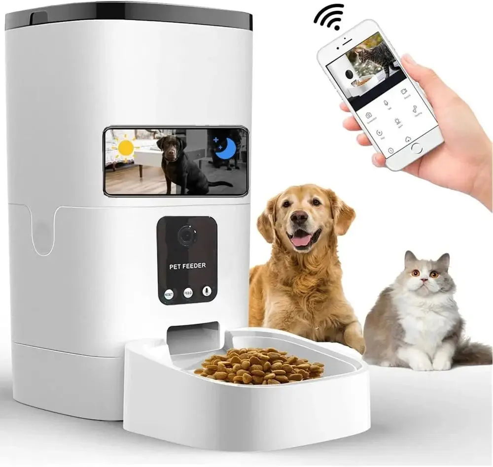 6L WiFi Automatic Pet Feeder with Camera for Dogs & Cats, Equipped with Auto Feeding Function
