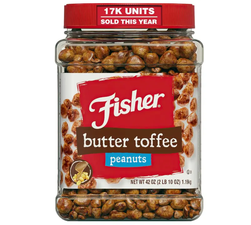 Fisher Snack Butter Toffee Peanuts, 42 Ounces (Pack of 1), No Artificial Colors or Flavors, 100% Recyclable