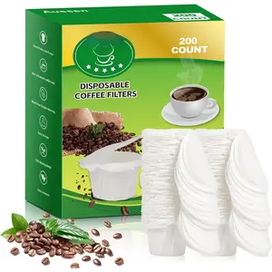 Disposable Coffee Paper Filters Replacement Kerig Filter Fit All  Single Serve Filter Brands Compatible with  Single Serve Pods  Coffee Maker (White with Lid, 200 count)