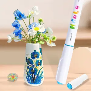 Upgraded Acrylic Paint Markers Set with 5 Color Series and 24 Ink Refills, Stable Ink Flow for Crafts and Professional Art, Suitable for Plastic Glass Metal Fabric and More