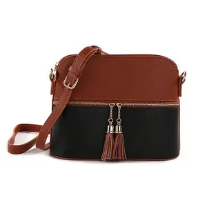 Tote Bag for Women Luxury Tassel Hand Bag PU Leather Messenger Crossbody Bag Minimal Style Shoulder Bag with Zipper Closure