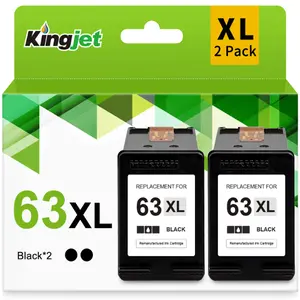 63XL Black Ink for HP 63 63XL Black Ink Cartridges for OfficeJet 3830 5255 4650 Envy 4520 (2 Black)