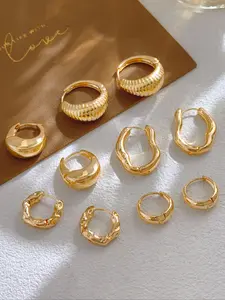 Women's Elegant irregular design Hoop Earrings, Exquisite Trendy Minimalist Hoop Earrings, Chic All-match Vintage Jewelry As Birthday Gift for Girlfriend, Hoop Earring Sets