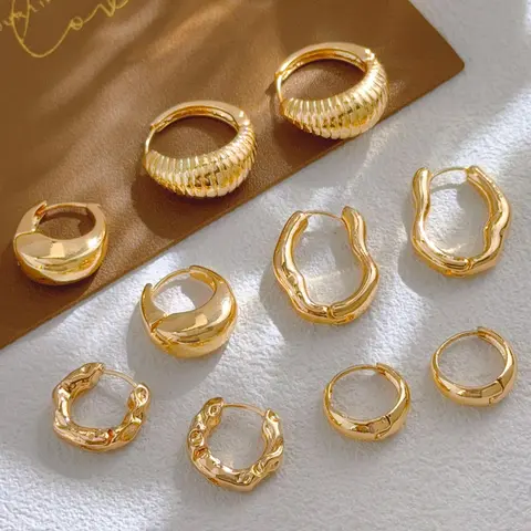 Women's Elegant irregular design Hoop Earrings, Exquisite Trendy Minimalist Hoop Earrings, Chic All-match Vintage Jewelry As Birthday Gift for Girlfriend, Hoop Earring Sets, Earring Stack, Statement Minimalist Hoops, Earring Stacking Set, Stylish Jewelry