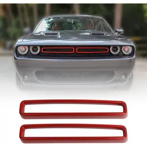 Grille Inserts ABS Grill Cover Trim Kit Exterior Accessories Compatible with Dodge Challenger 2015-2023, Red
